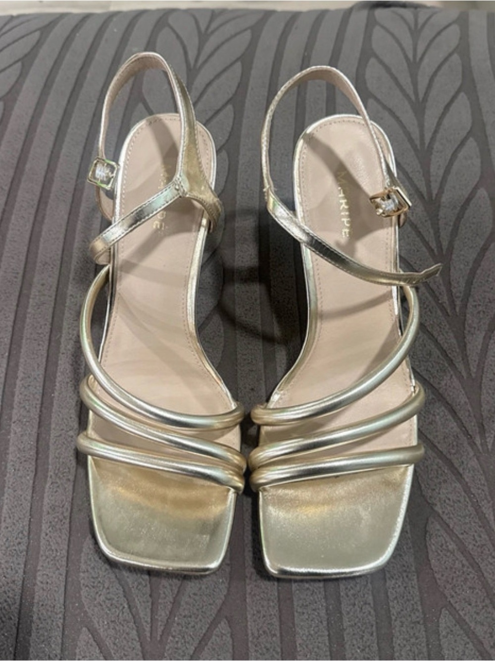 Maripe Metallic Gold Strappy Slingback Heels
